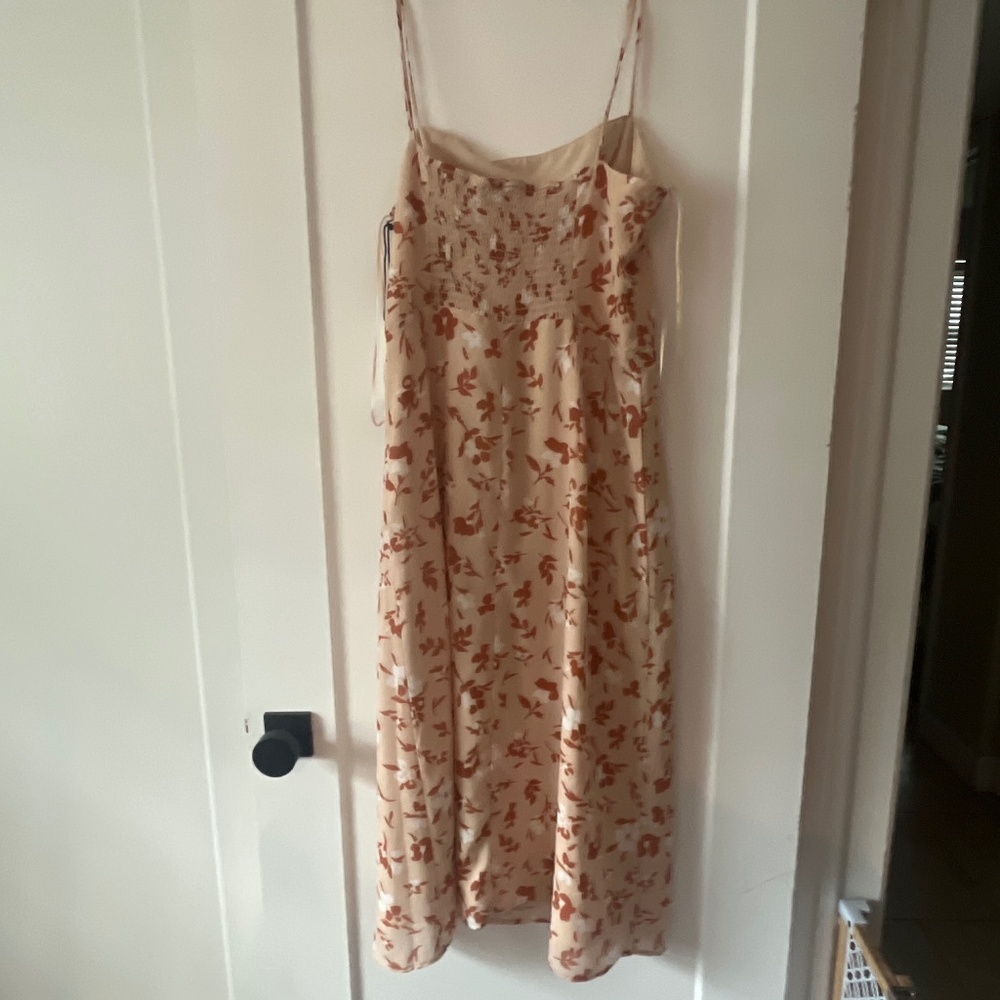 NWT Willow Orange Cantaloupe Floral Midi Dress Large